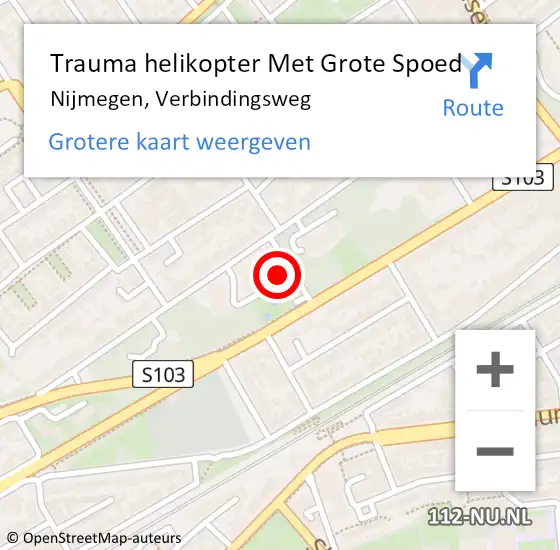 Locatie op kaart van de 112 melding: Trauma helikopter Met Grote Spoed Naar Nijmegen, Verbindingsweg op 12 oktober 2022 20:47