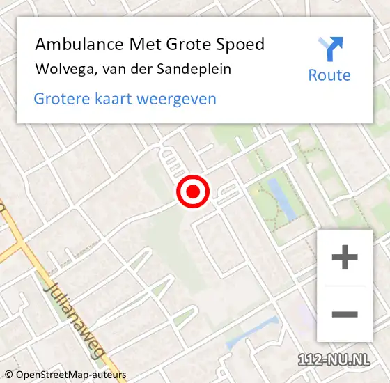 Locatie op kaart van de 112 melding: Ambulance Met Grote Spoed Naar Wolvega, van der Sandeplein op 12 oktober 2022 21:16