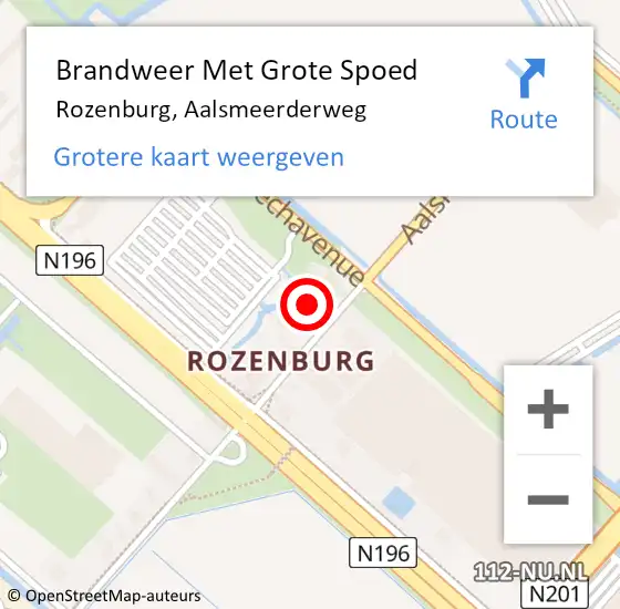 Locatie op kaart van de 112 melding: Brandweer Met Grote Spoed Naar Rozenburg, Aalsmeerderweg op 12 oktober 2022 21:29
