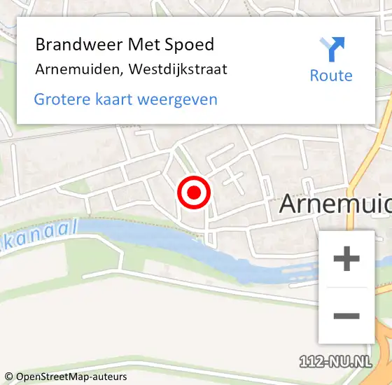 Locatie op kaart van de 112 melding: Brandweer Met Spoed Naar Arnemuiden, Westdijkstraat op 12 oktober 2022 21:40