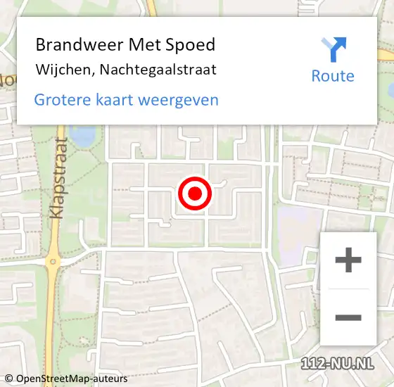 Locatie op kaart van de 112 melding: Brandweer Met Spoed Naar Wijchen, Nachtegaalstraat op 12 oktober 2022 21:40