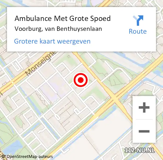 Locatie op kaart van de 112 melding: Ambulance Met Grote Spoed Naar Voorburg, van Benthuysenlaan op 12 oktober 2022 21:56