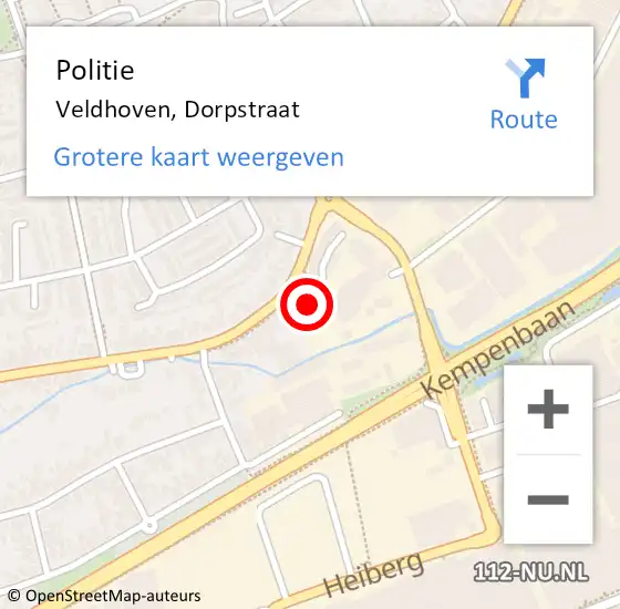 Locatie op kaart van de 112 melding: Politie Veldhoven, Dorpstraat op 12 oktober 2022 21:59