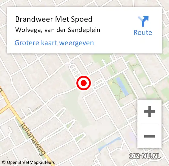 Locatie op kaart van de 112 melding: Brandweer Met Spoed Naar Wolvega, van der Sandeplein op 12 oktober 2022 22:16