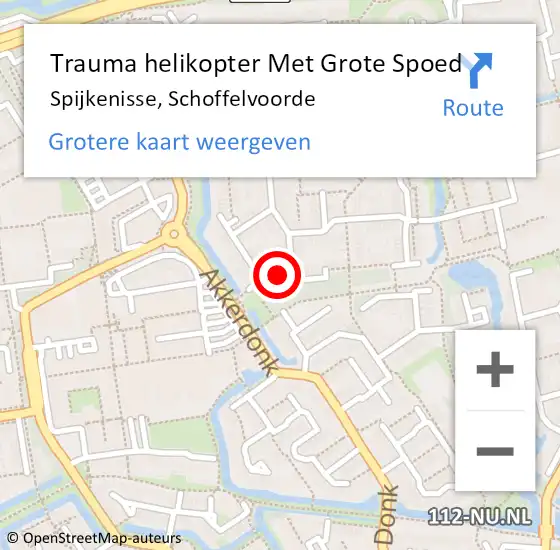 Locatie op kaart van de 112 melding: Trauma helikopter Met Grote Spoed Naar Spijkenisse, Schoffelvoorde op 12 oktober 2022 22:19