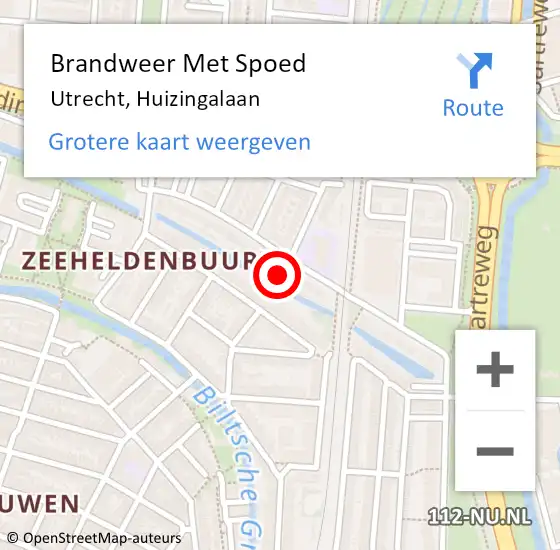 Locatie op kaart van de 112 melding: Brandweer Met Spoed Naar Utrecht, Huizingalaan op 12 oktober 2022 22:51