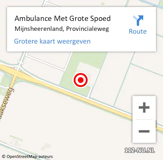 Locatie op kaart van de 112 melding: Ambulance Met Grote Spoed Naar Mijnsheerenland, Provincialeweg op 12 oktober 2022 22:53