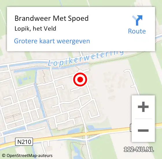 Locatie op kaart van de 112 melding: Brandweer Met Spoed Naar Lopik, het Veld op 12 oktober 2022 23:10