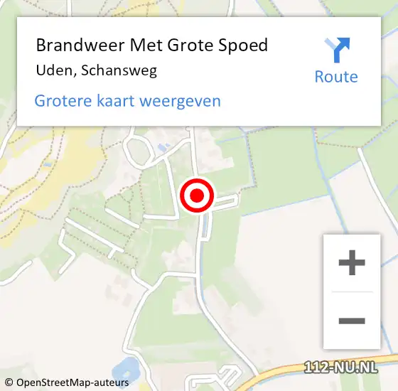 Locatie op kaart van de 112 melding: Brandweer Met Grote Spoed Naar Uden, Schansweg op 12 oktober 2022 23:17