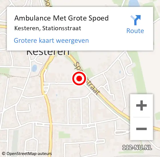 Locatie op kaart van de 112 melding: Ambulance Met Grote Spoed Naar Kesteren, Stationsstraat op 12 oktober 2022 23:26