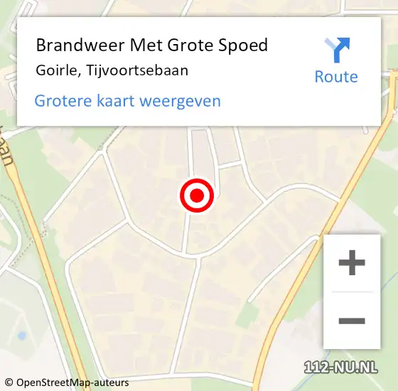 Locatie op kaart van de 112 melding: Brandweer Met Grote Spoed Naar Goirle, Tijvoortsebaan op 12 oktober 2022 23:26