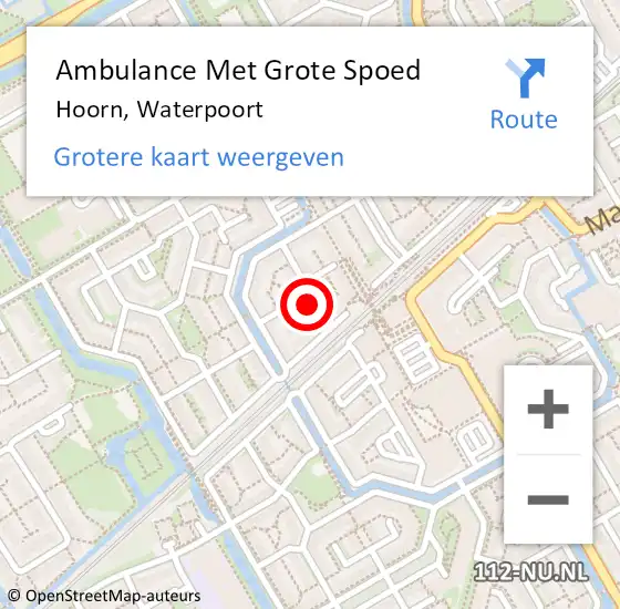 Locatie op kaart van de 112 melding: Ambulance Met Grote Spoed Naar Hoorn, Waterpoort op 13 oktober 2022 00:19