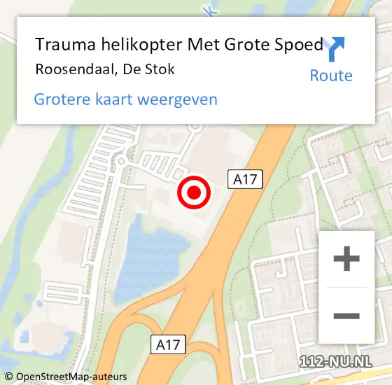 Locatie op kaart van de 112 melding: Trauma helikopter Met Grote Spoed Naar Roosendaal, De Stok op 13 oktober 2022 00:21