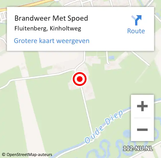 Locatie op kaart van de 112 melding: Brandweer Met Spoed Naar Fluitenberg, Kinholtweg op 13 oktober 2022 00:32