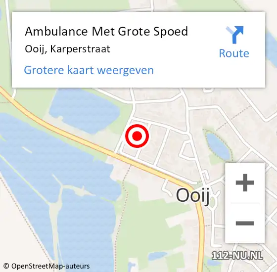 Locatie op kaart van de 112 melding: Ambulance Met Grote Spoed Naar Ooij, Karperstraat op 13 oktober 2022 00:37