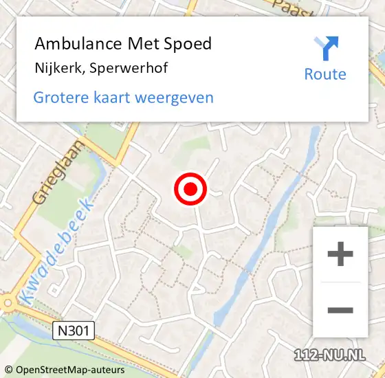 Locatie op kaart van de 112 melding: Ambulance Met Spoed Naar Nijkerk, Sperwerhof op 13 oktober 2022 01:12