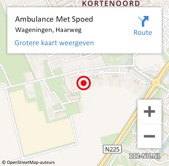 Locatie op kaart van de 112 melding: Ambulance Met Spoed Naar Wageningen, Haarweg op 13 oktober 2022 01:18