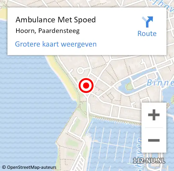 Locatie op kaart van de 112 melding: Ambulance Met Spoed Naar Hoorn, Kuil op 13 oktober 2022 01:27