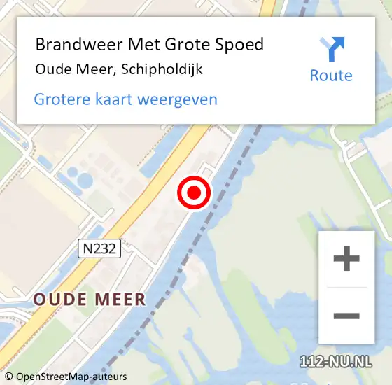 Locatie op kaart van de 112 melding: Brandweer Met Grote Spoed Naar Oude Meer, Schipholdijk op 13 oktober 2022 01:39