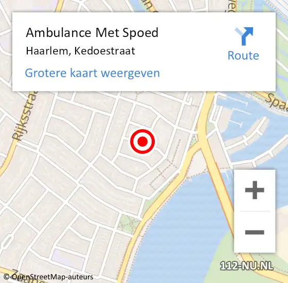 Locatie op kaart van de 112 melding: Ambulance Met Spoed Naar Haarlem, Kedoestraat op 13 oktober 2022 01:52