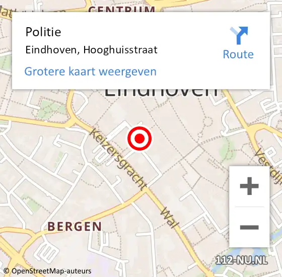 Locatie op kaart van de 112 melding: Politie Eindhoven, Hooghuisstraat op 13 oktober 2022 04:31