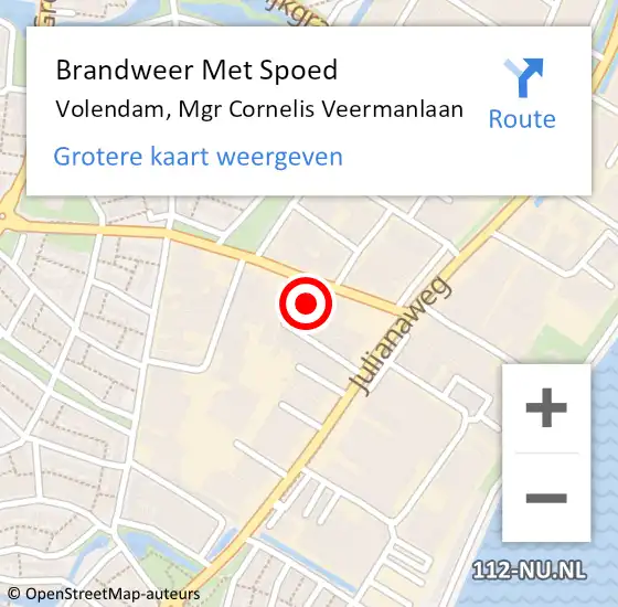 Locatie op kaart van de 112 melding: Brandweer Met Spoed Naar Volendam, Mgr Cornelis Veermanlaan op 13 oktober 2022 05:23