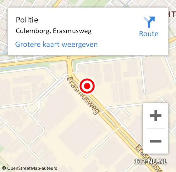 Locatie op kaart van de 112 melding: Politie Culemborg, Erasmusweg op 13 oktober 2022 06:13