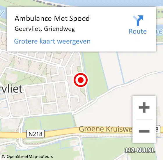 Locatie op kaart van de 112 melding: Ambulance Met Spoed Naar Geervliet, Griendweg op 13 oktober 2022 06:46