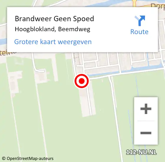 Locatie op kaart van de 112 melding: Brandweer Geen Spoed Naar Hoogblokland, Beemdweg op 13 oktober 2022 07:00