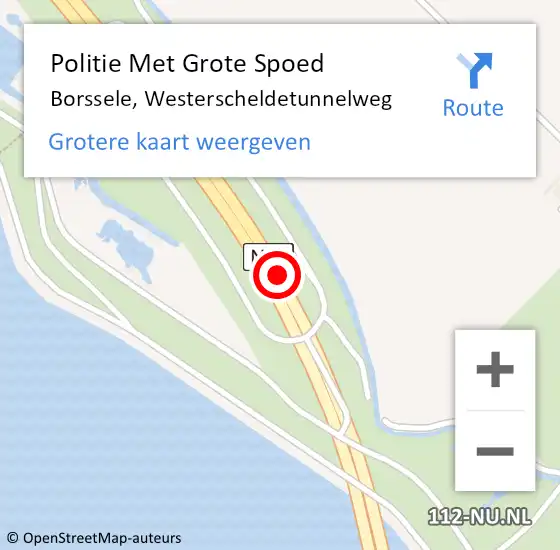 Locatie op kaart van de 112 melding: Politie Met Grote Spoed Naar Borssele, Westerscheldetunnelweg op 13 oktober 2022 07:21
