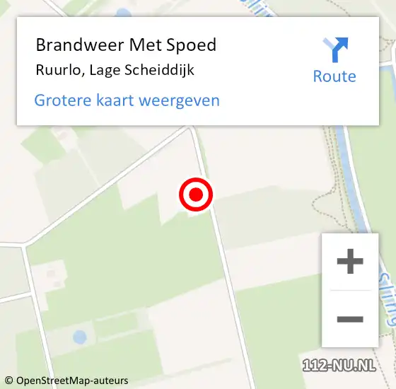 Locatie op kaart van de 112 melding: Brandweer Met Spoed Naar Ruurlo, Lage Scheiddijk op 13 oktober 2022 07:29