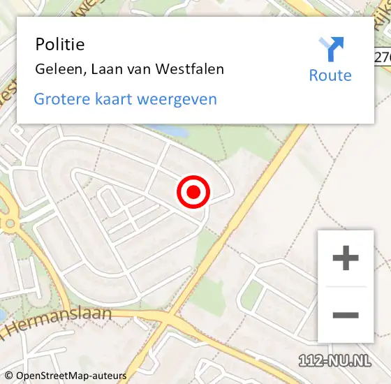 Locatie op kaart van de 112 melding: Politie Geleen, Laan van Westfalen op 13 oktober 2022 07:47