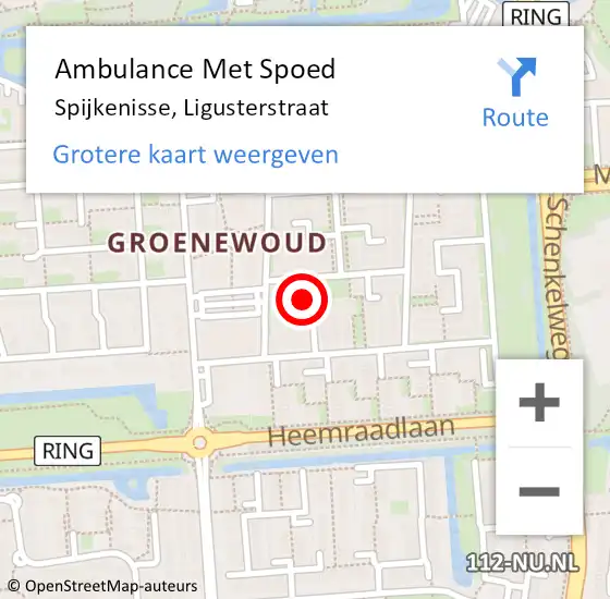 Locatie op kaart van de 112 melding: Ambulance Met Spoed Naar Spijkenisse, Ligusterstraat op 13 oktober 2022 08:23