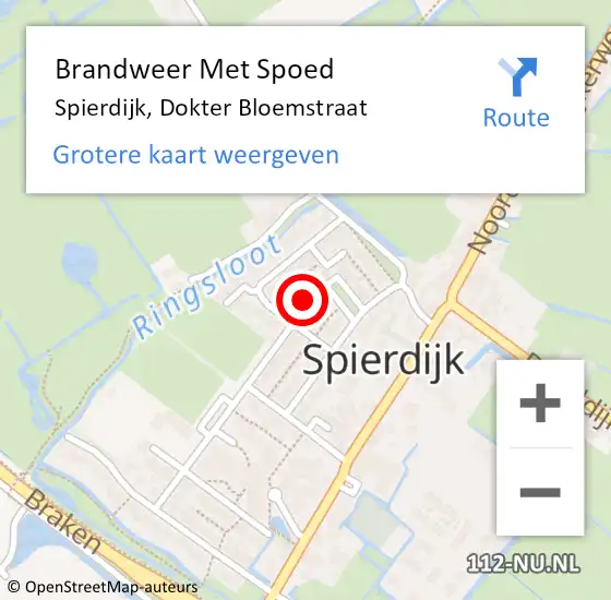 Locatie op kaart van de 112 melding: Brandweer Met Spoed Naar Spierdijk, Dokter Bloemstraat op 13 oktober 2022 08:29