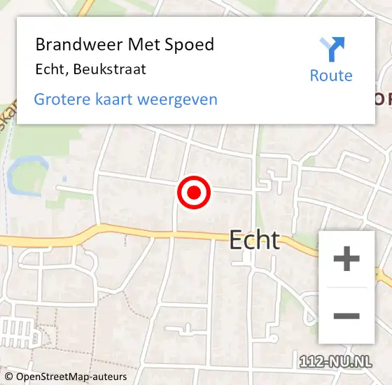Locatie op kaart van de 112 melding: Brandweer Met Spoed Naar Echt, Beukstraat op 13 oktober 2022 08:42