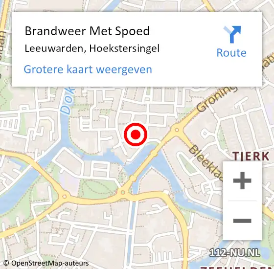 Locatie op kaart van de 112 melding: Brandweer Met Spoed Naar Leeuwarden, Hoekstersingel op 13 oktober 2022 08:52