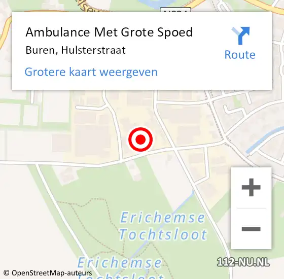 Locatie op kaart van de 112 melding: Ambulance Met Grote Spoed Naar Buren, Hulsterstraat op 13 oktober 2022 09:30