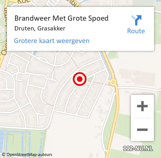 Locatie op kaart van de 112 melding: Brandweer Met Grote Spoed Naar Druten, Grasakker op 13 oktober 2022 09:39