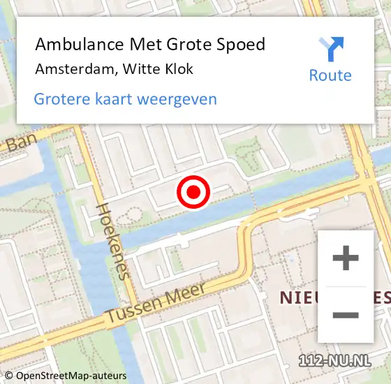 Locatie op kaart van de 112 melding: Ambulance Met Grote Spoed Naar Amsterdam, Witte Klok op 13 oktober 2022 09:47