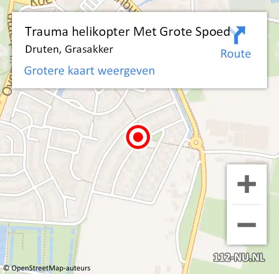 Locatie op kaart van de 112 melding: Trauma helikopter Met Grote Spoed Naar Druten, Grasakker op 13 oktober 2022 09:52