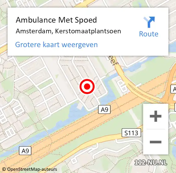 Locatie op kaart van de 112 melding: Ambulance Met Spoed Naar Amsterdam-Zuidoost, Kerstomaatplantsoen op 13 oktober 2022 09:53