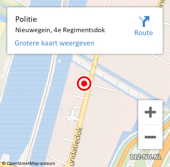 Locatie op kaart van de 112 melding: Politie Nieuwegein, 4e Regimentsdok op 13 oktober 2022 09:54