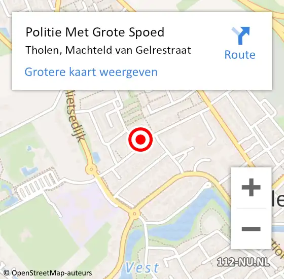 Locatie op kaart van de 112 melding: Politie Met Grote Spoed Naar Tholen, Machteld van Gelrestraat op 13 oktober 2022 09:55