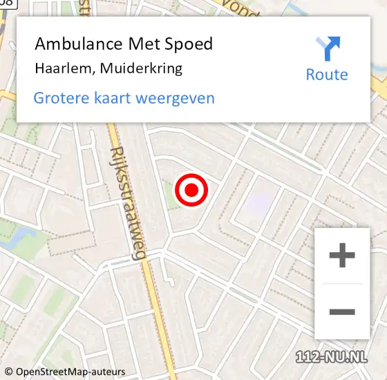 Locatie op kaart van de 112 melding: Ambulance Met Spoed Naar Haarlem, Muiderkring op 13 oktober 2022 10:26