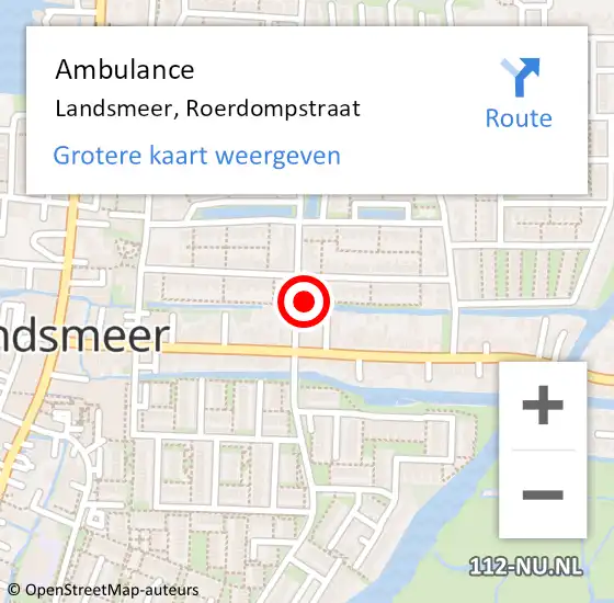 Locatie op kaart van de 112 melding: Ambulance Landsmeer, Roerdompstraat op 13 oktober 2022 10:35