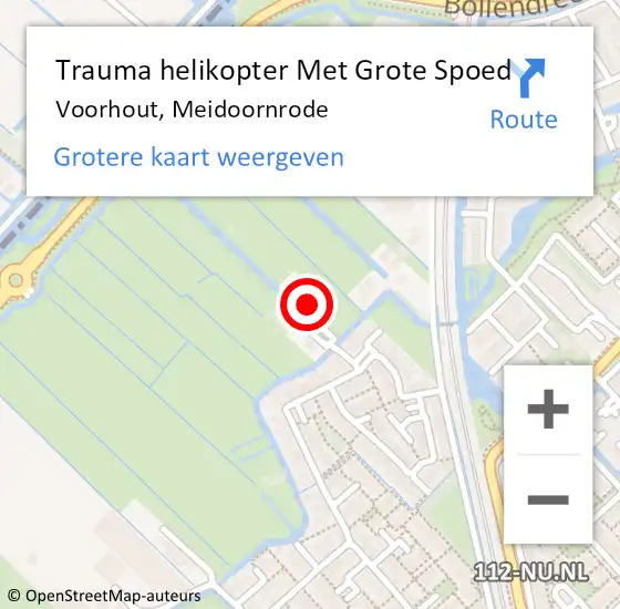 Locatie op kaart van de 112 melding: Trauma helikopter Met Grote Spoed Naar Voorhout, Meidoornrode op 13 oktober 2022 10:40