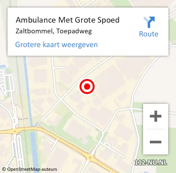 Locatie op kaart van de 112 melding: Ambulance Met Grote Spoed Naar Zaltbommel, Toepadweg op 13 oktober 2022 10:59