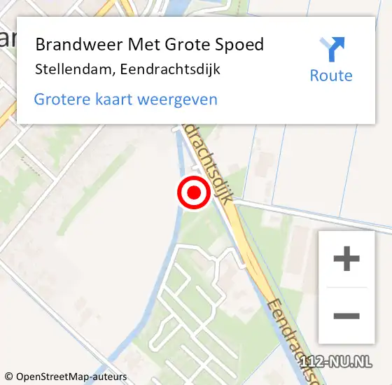 Locatie op kaart van de 112 melding: Brandweer Met Grote Spoed Naar Stellendam, Eendrachtsdijk op 13 oktober 2022 11:00