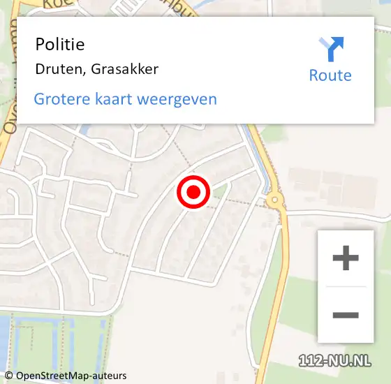 Locatie op kaart van de 112 melding: Politie Druten, Grasakker op 13 oktober 2022 11:20