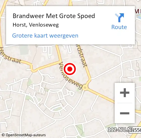 Locatie op kaart van de 112 melding: Brandweer Met Grote Spoed Naar Horst, Venloseweg op 13 oktober 2022 11:21